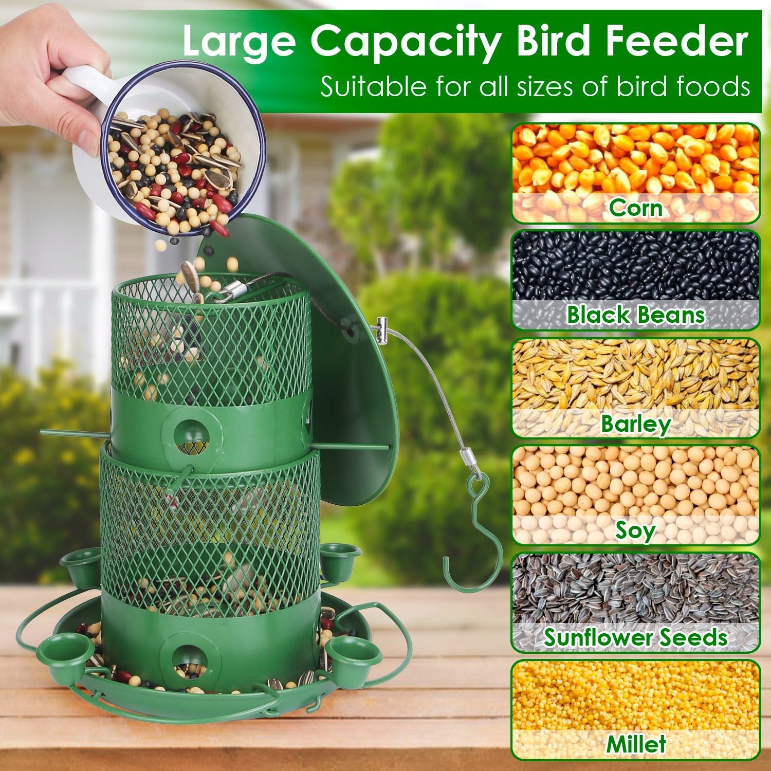 Squirrel-Proof Metal Outdoor Hanging Bird Feeder