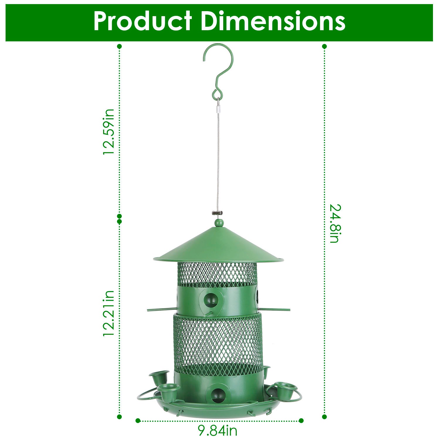 Squirrel-Proof Metal Outdoor Hanging Bird Feeder