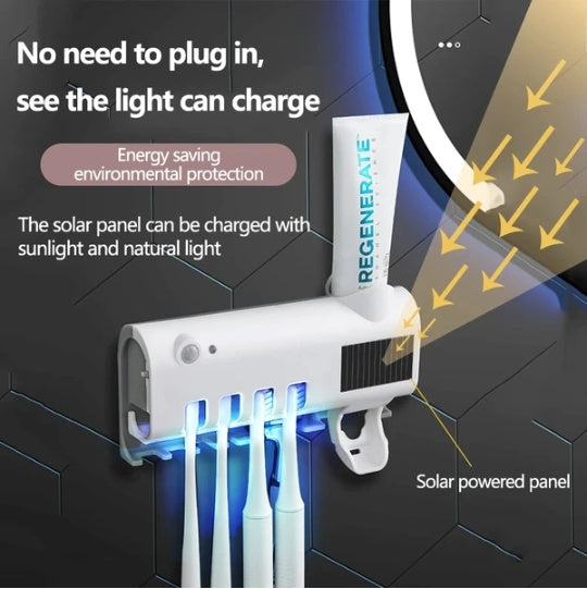 UV Toothbrush Holder Sterilizer Dispenser Combo