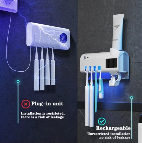 UV Toothbrush Holder Sterilizer Dispenser Combo