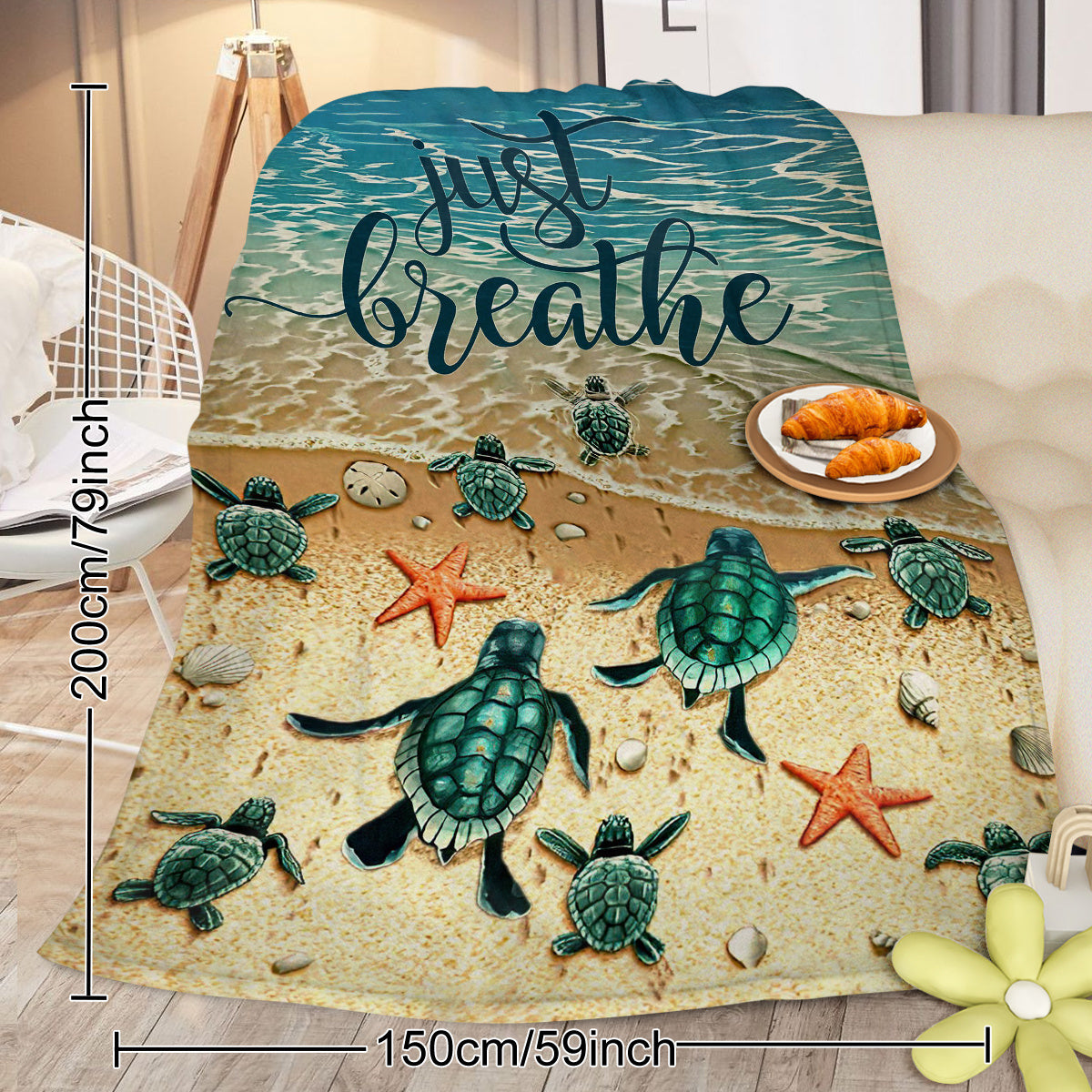 Sea Turtle Flannel Fleece Blanket