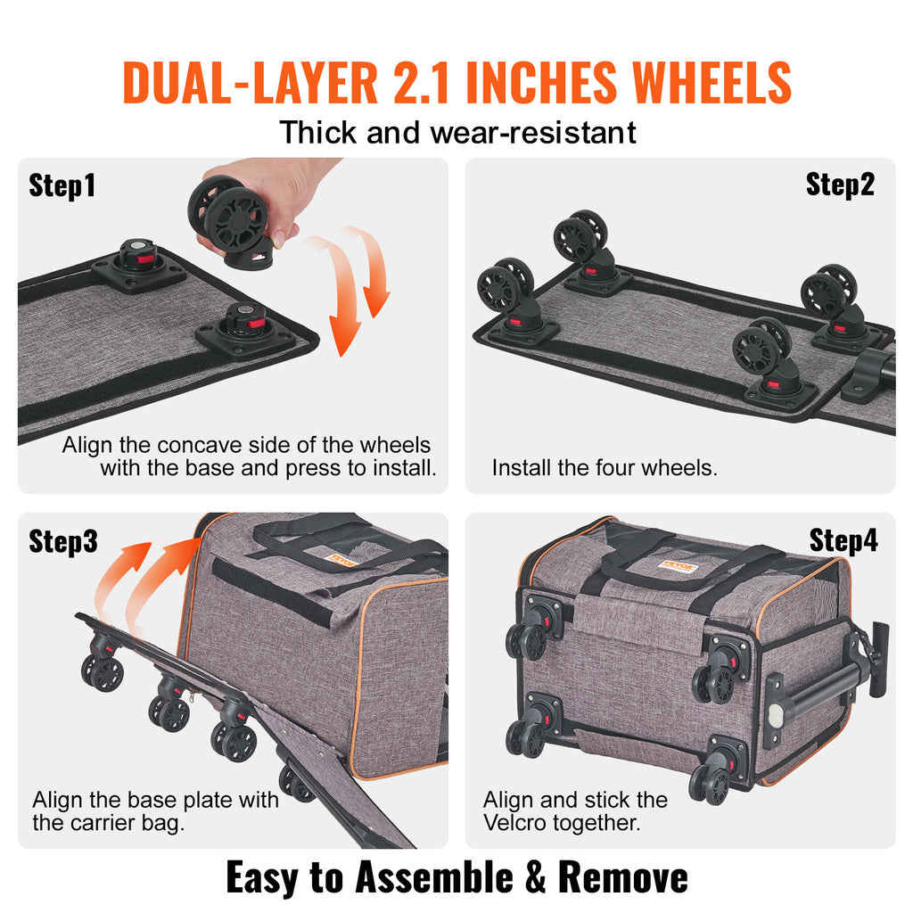 Airline Rolling Pet Carrier with Wheels
