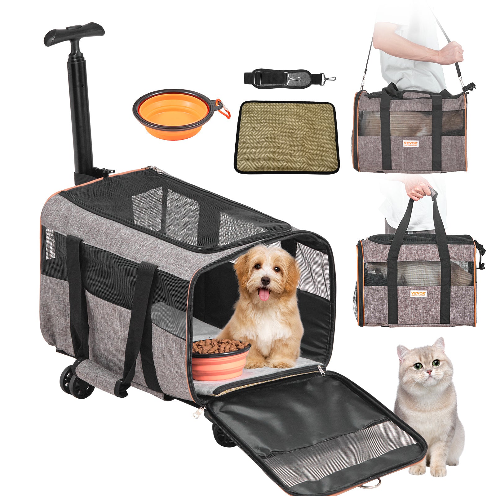 Airline Rolling Pet Carrier with Wheels