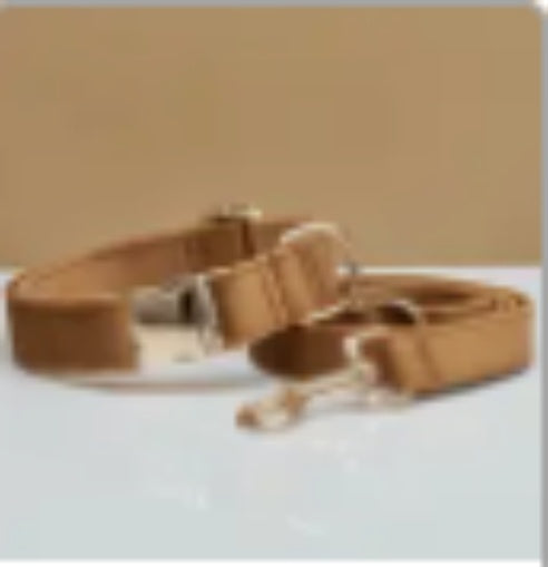 Velvet Personalized Dog Collar and Leash Set