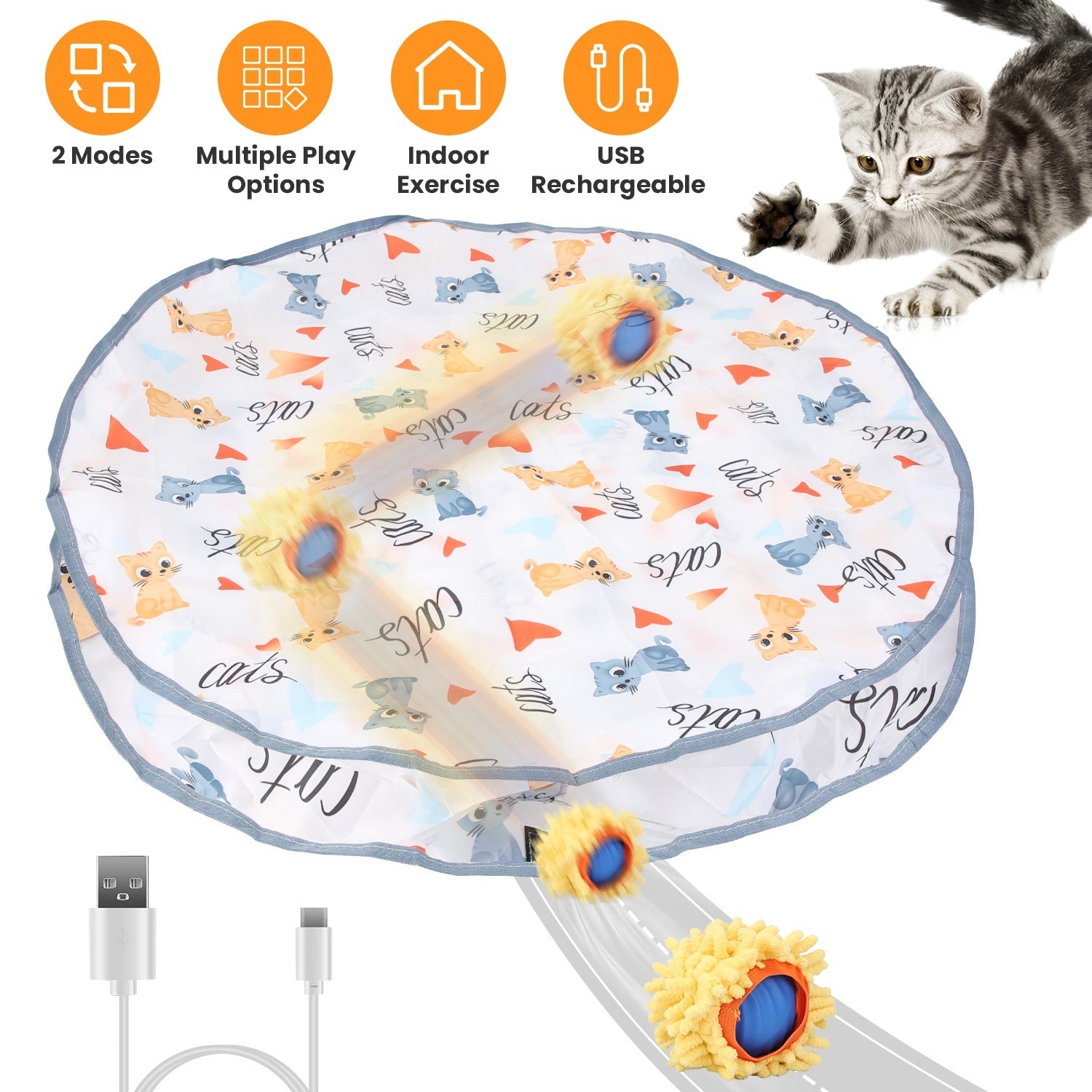 Rechargeable Motion-Activated Interactive Cat Toy Ball