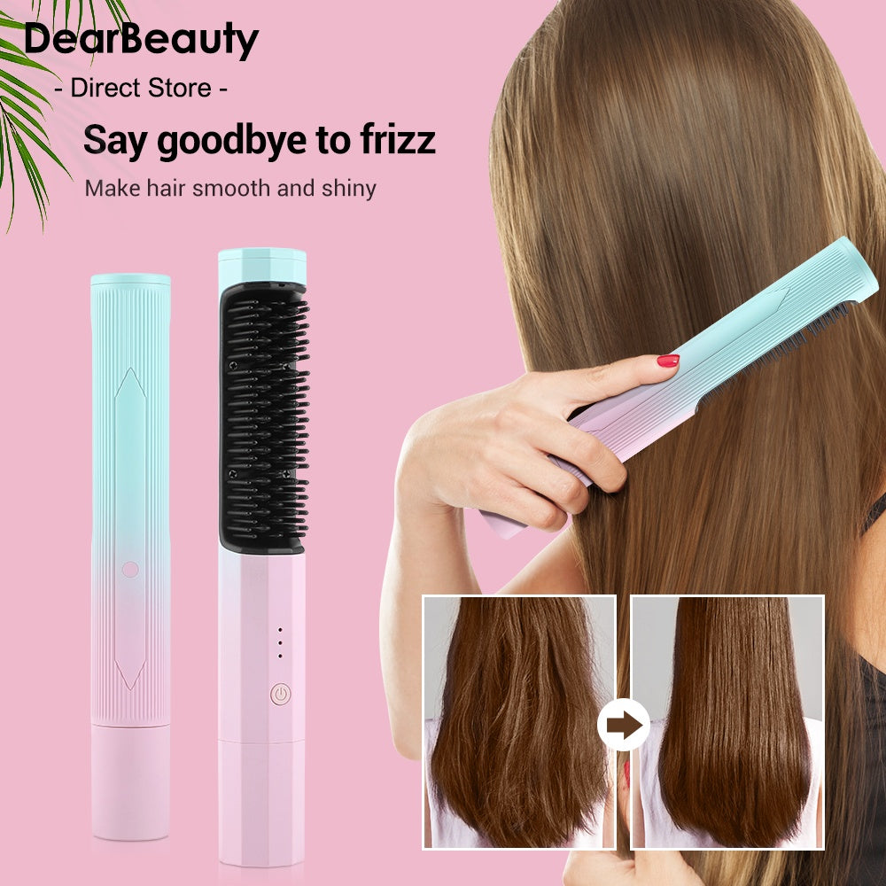 Rechargeable 2-in-1 Hair Straightener Comb