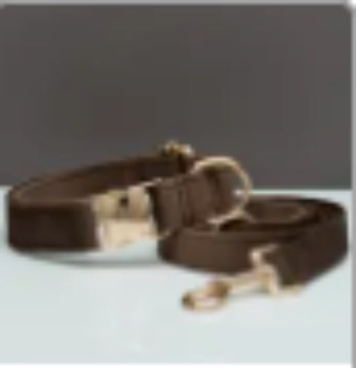Velvet Personalized Dog Collar and Leash Set