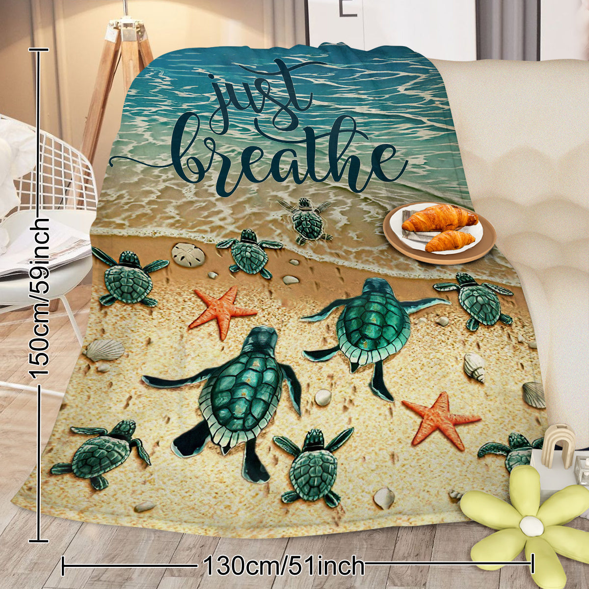 Sea Turtle Flannel Fleece Blanket