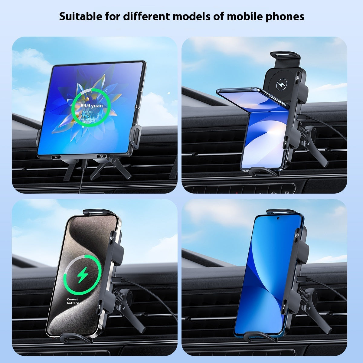 Wireless Charger Double-line Folding Mobile Bracket