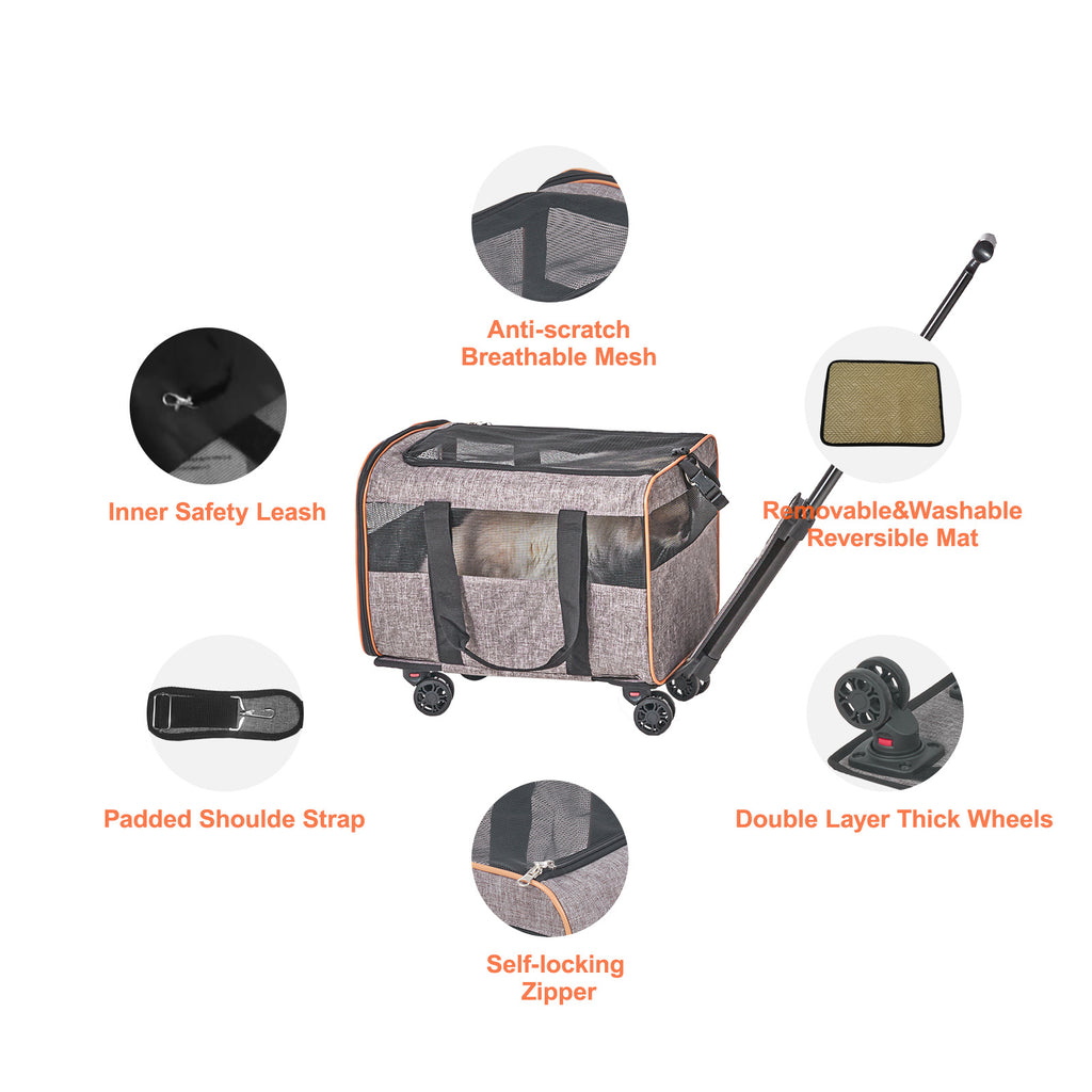 Airline Rolling Pet Carrier with Wheels