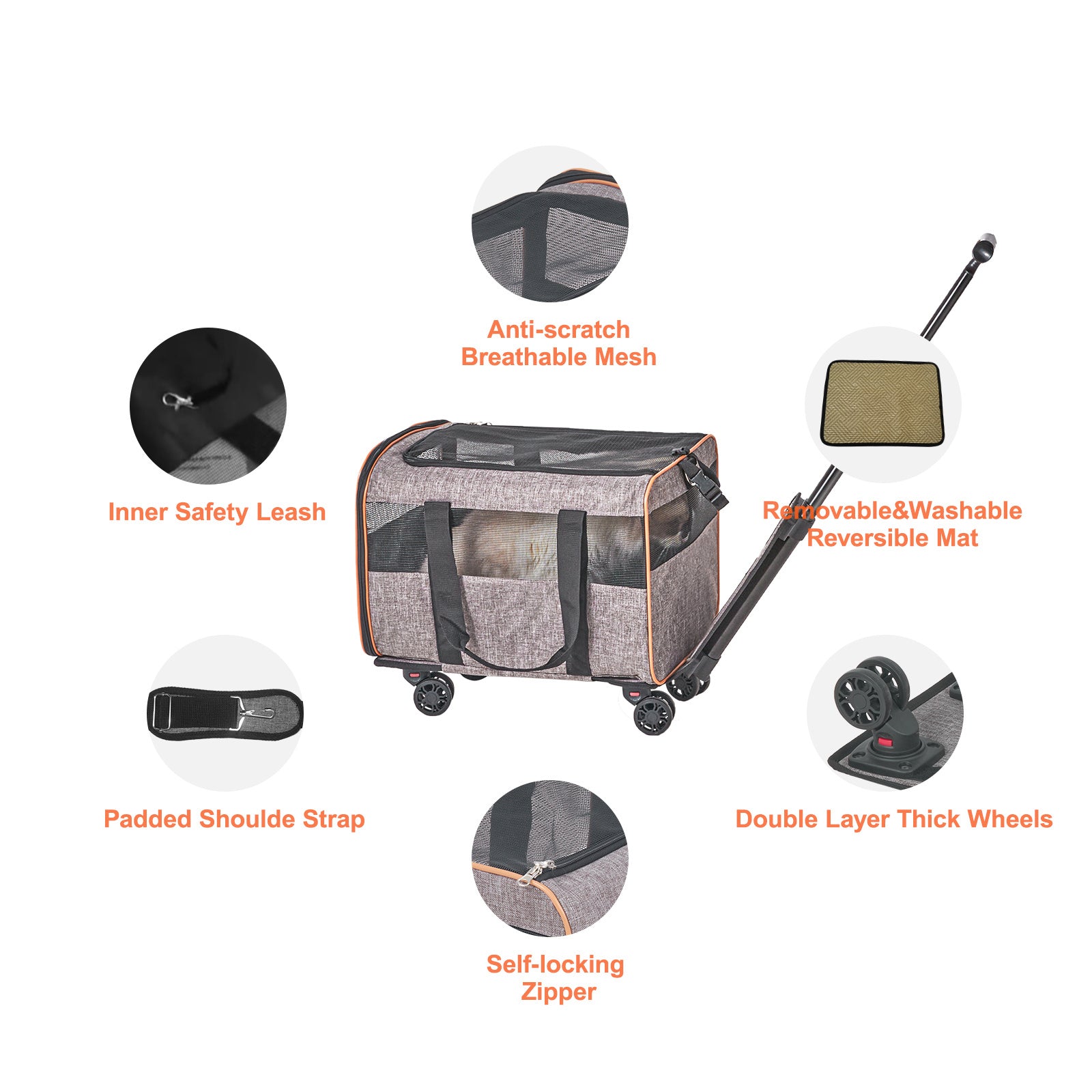 Airline Rolling Pet Carrier with Wheels