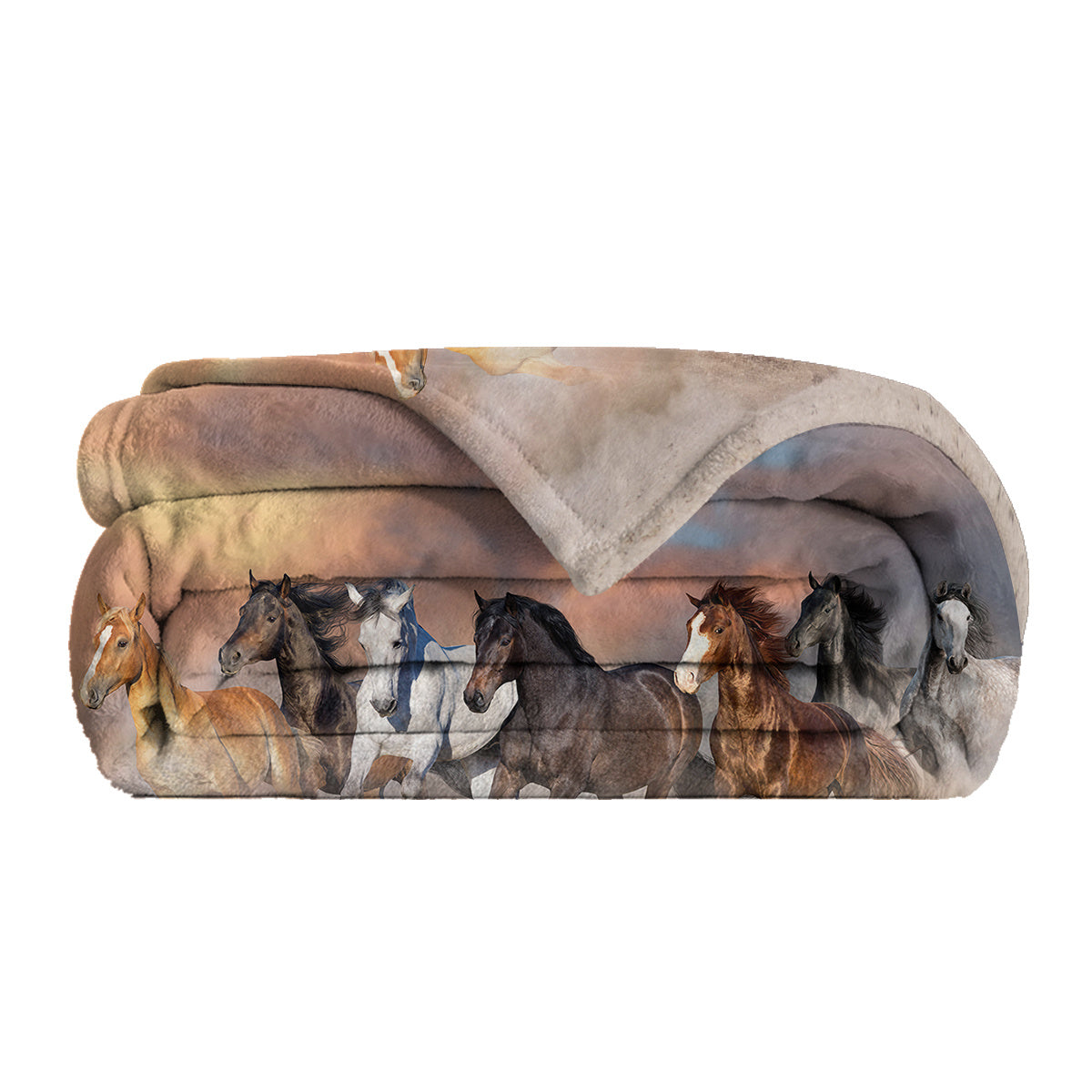 3D Horse Printed Flannel Throw Blanket