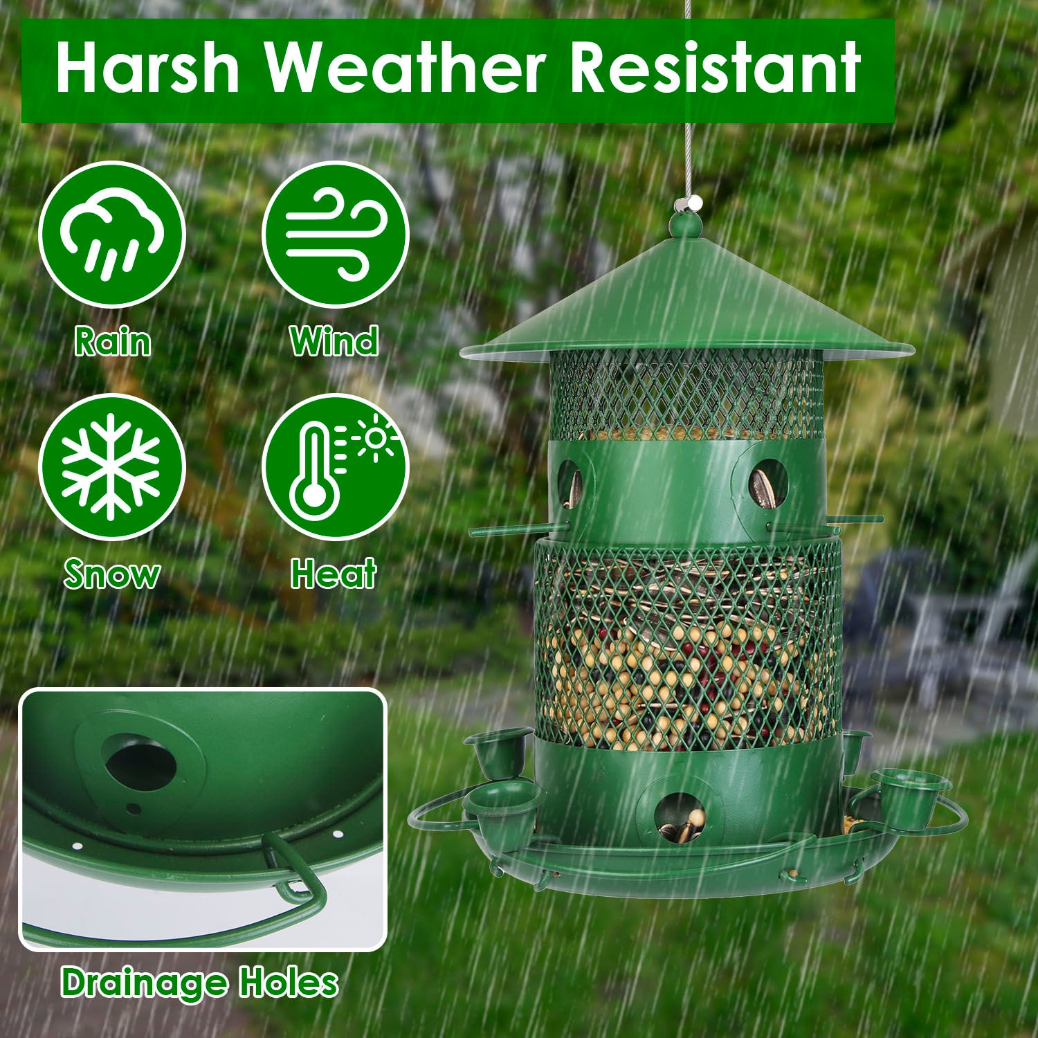 Squirrel-Proof Metal Outdoor Hanging Bird Feeder