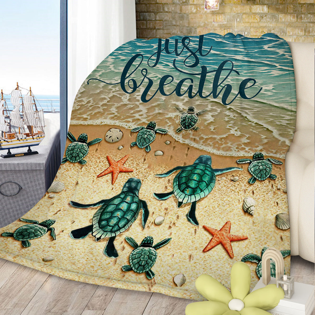 Sea Turtle Flannel Fleece Blanket
