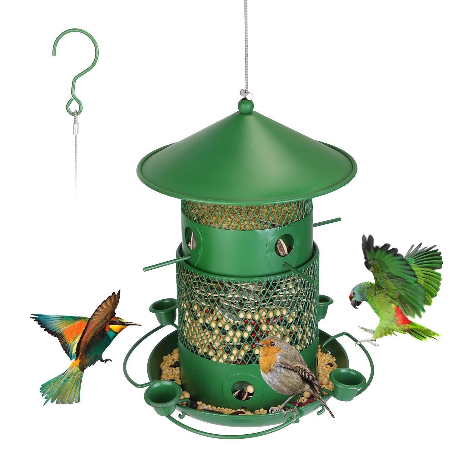Squirrel-Proof Metal Outdoor Hanging Bird Feeder