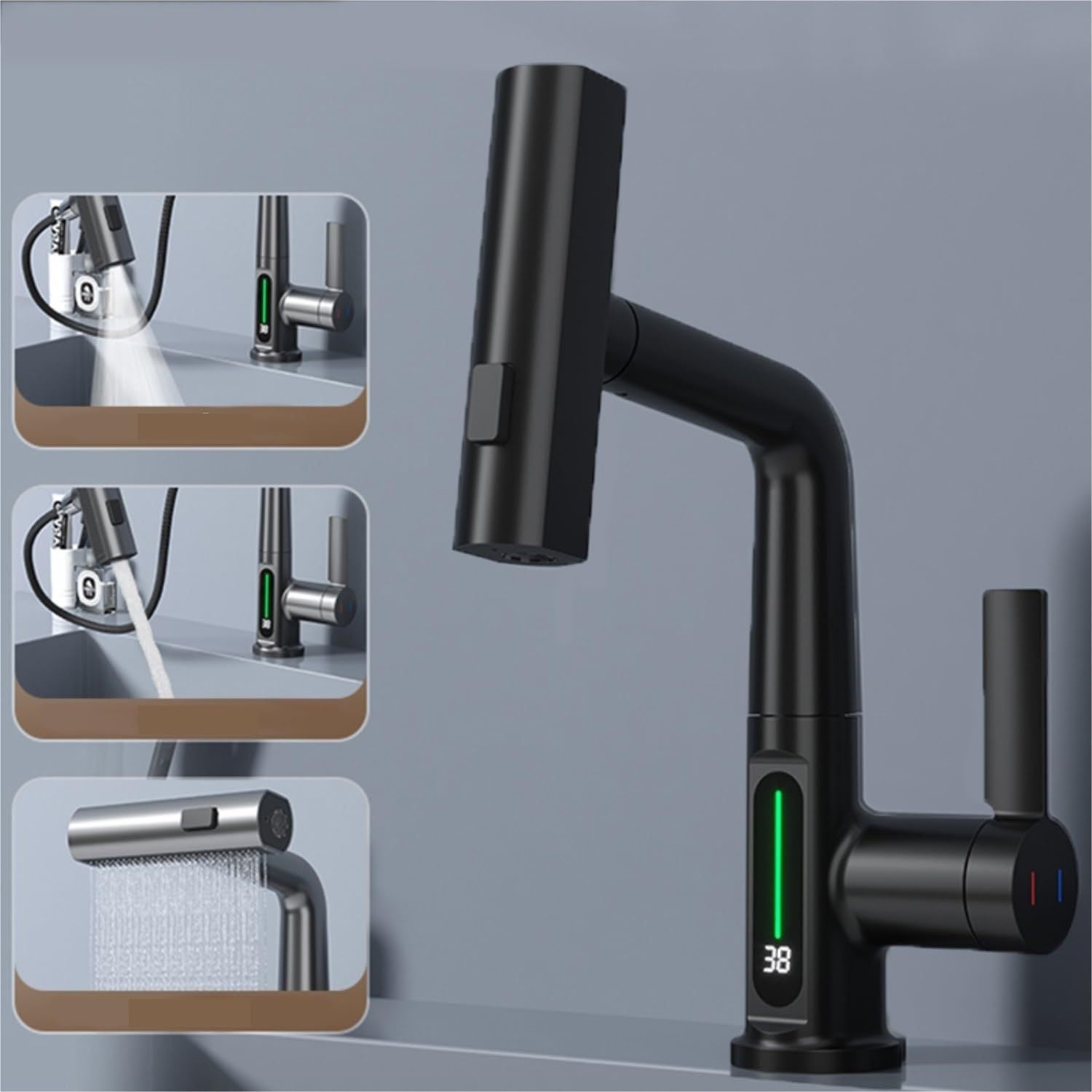 Intelligent Digital Display Pull-Out Basin Faucet
