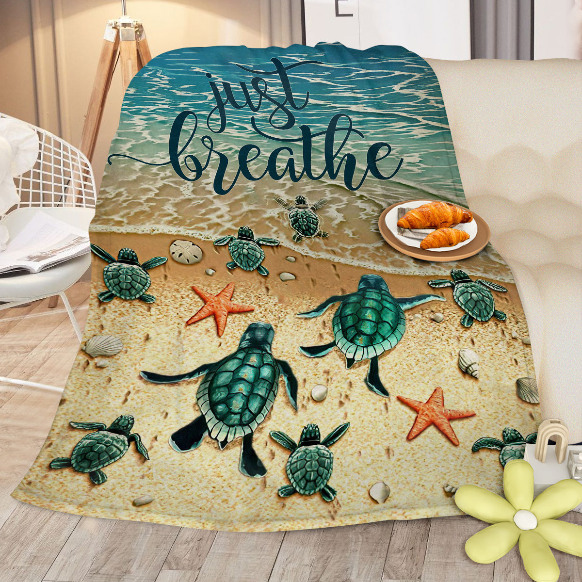 Sea Turtle Flannel Fleece Blanket