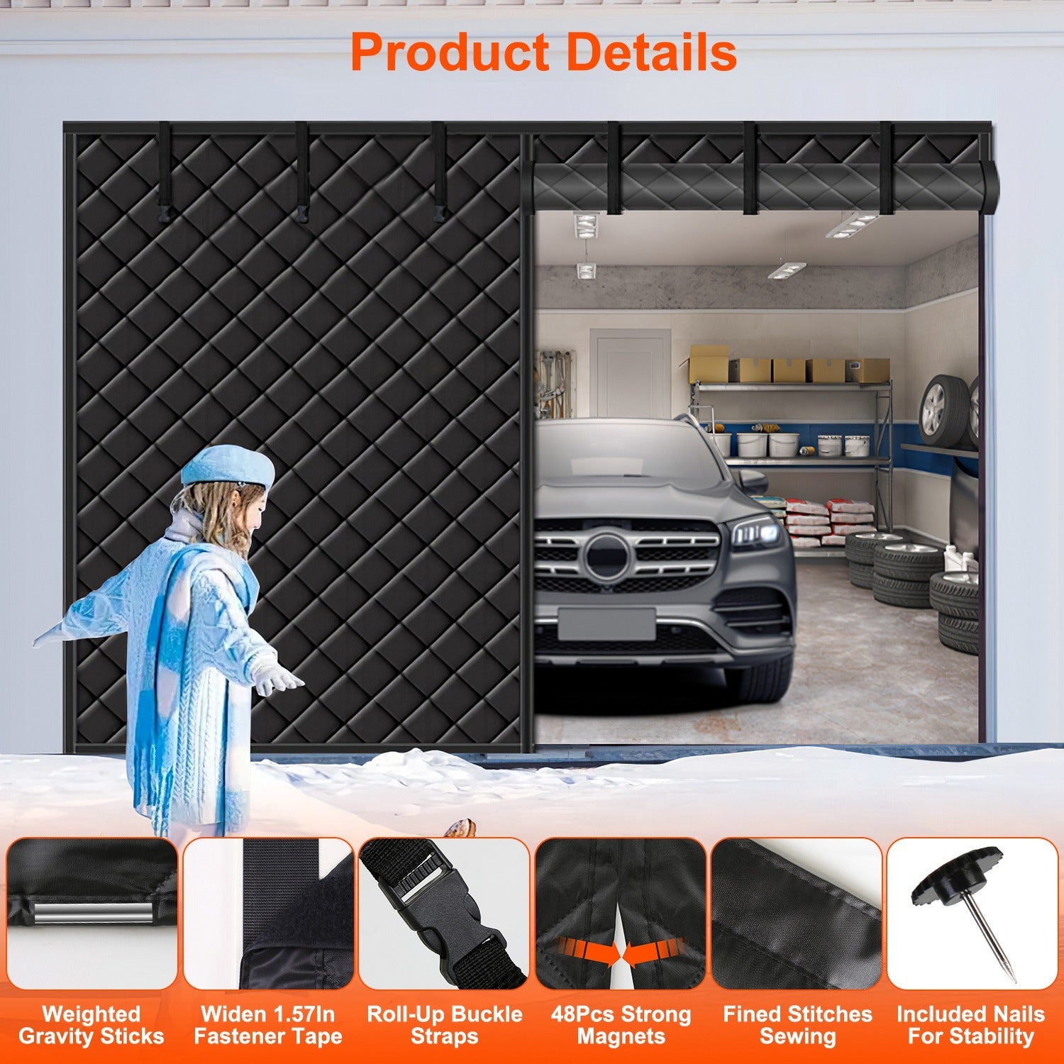 Magnetic Thermal Insulated Garage Door Curtain