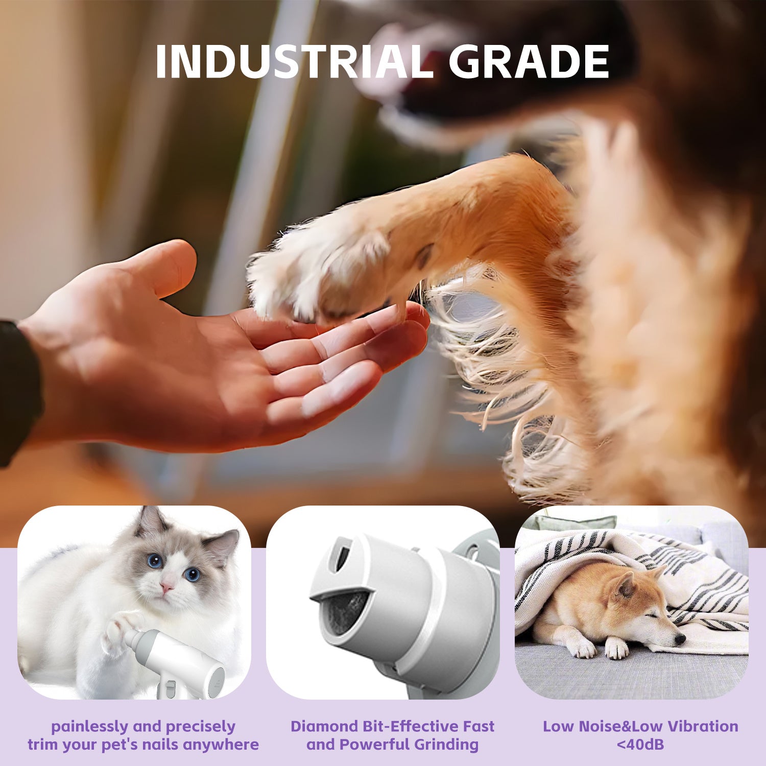 Rechargeable LED Pet Nail Clipper Trimmer