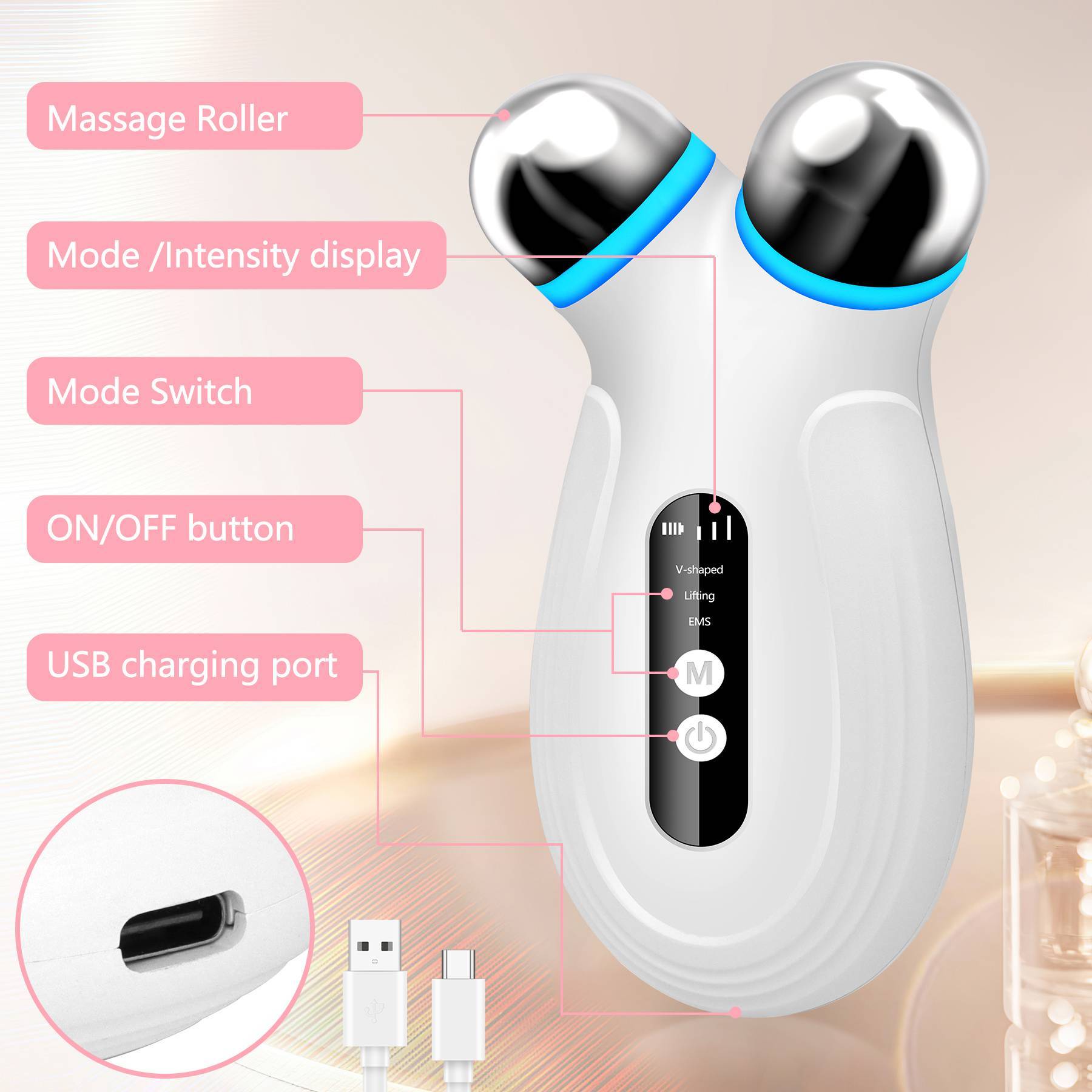 Microcurrent Anti-Aging Facial Lifting Device
