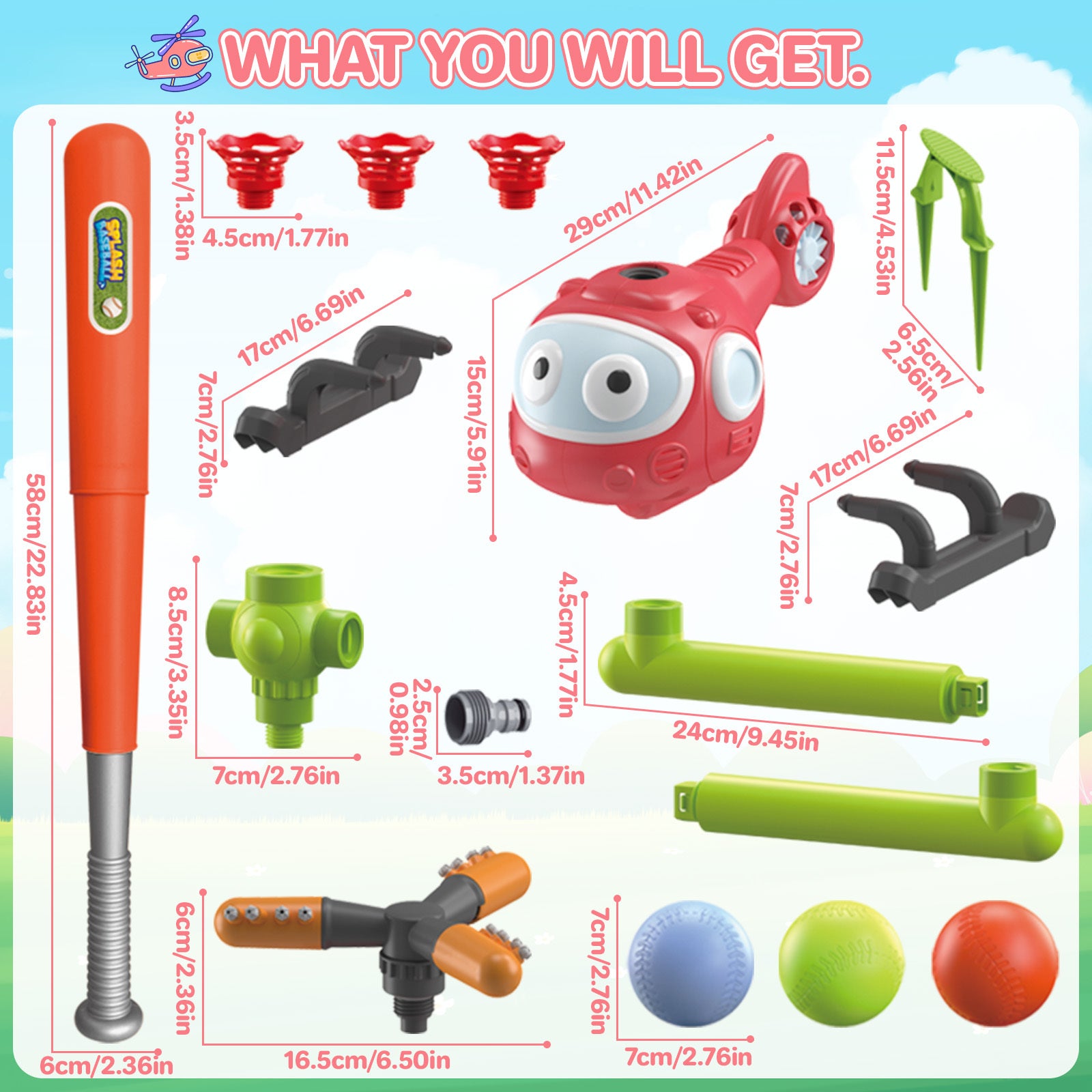4-in-1 Kids Water Sprinkler Baseball Set