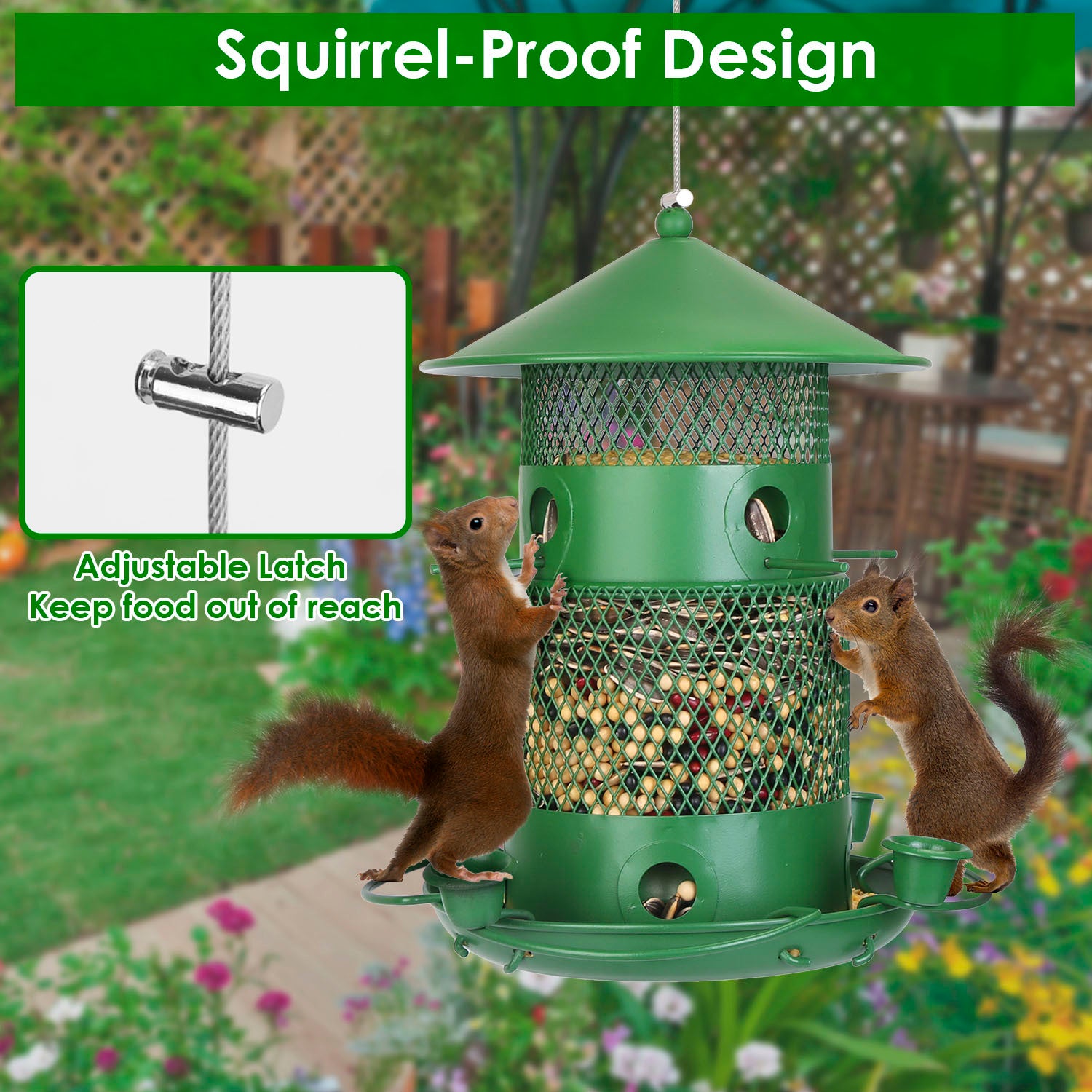 Squirrel-Proof Metal Outdoor Hanging Bird Feeder