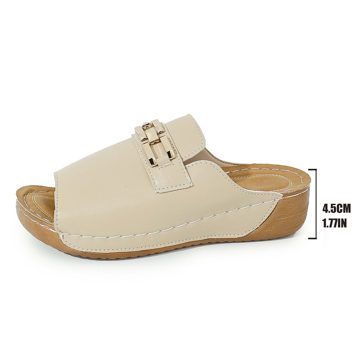 Plus Size Peep Toe Slippers With Metal Accessories