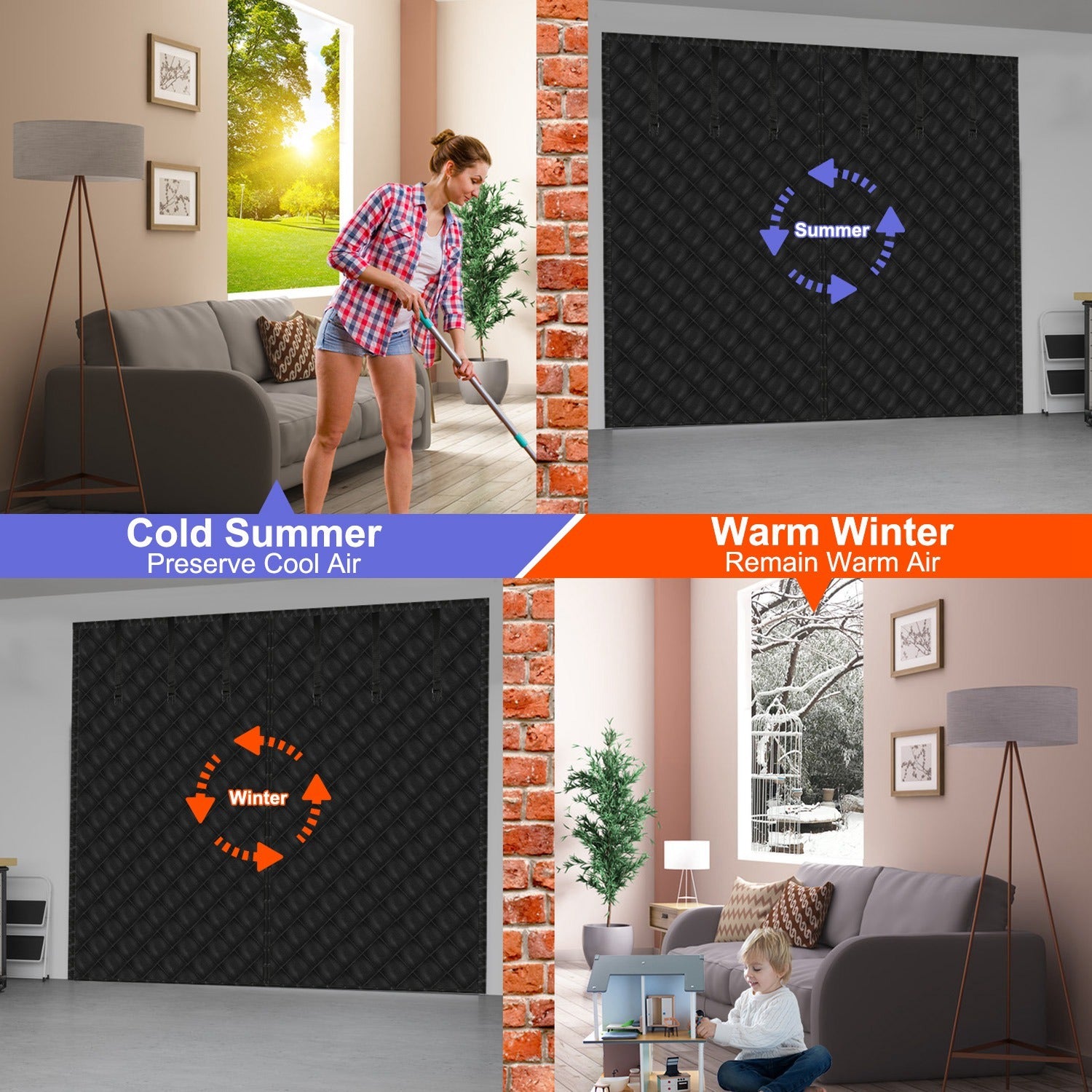 Magnetic Thermal Insulated Garage Door Curtain