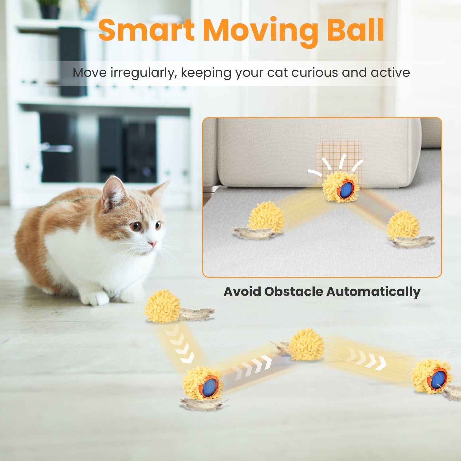 Rechargeable Motion-Activated Interactive Cat Toy Ball