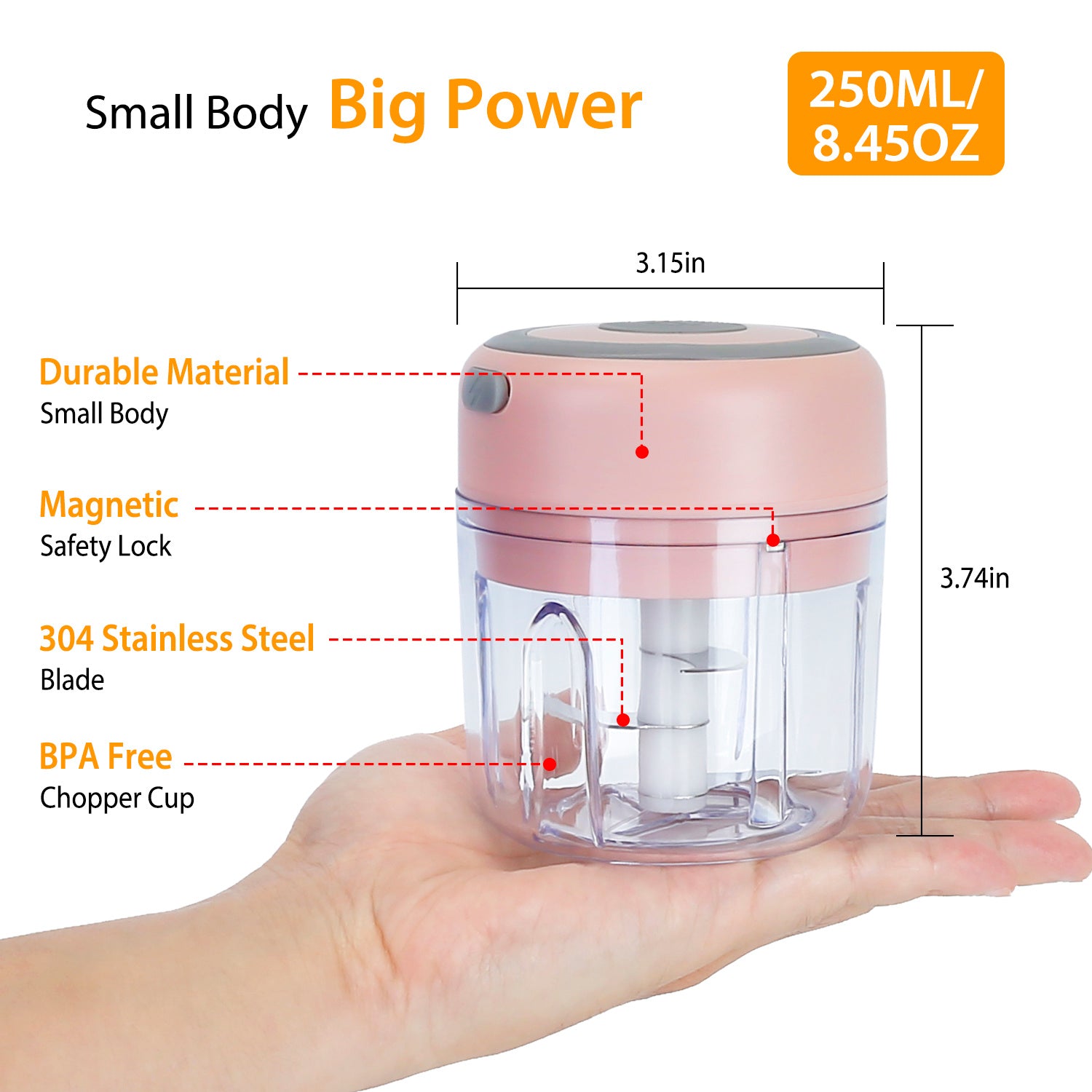 Mini Electric Cordless Food Chopper Blender